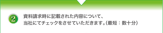 資料請求時に記載された内容について、当社にてチェックさせていただきます。