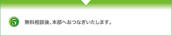無料相談後、本部へおつなぎいたします。
