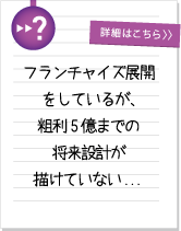 フランチャイズ展開 をしているが、 粗利5億までの 将来設計が 描けていない...